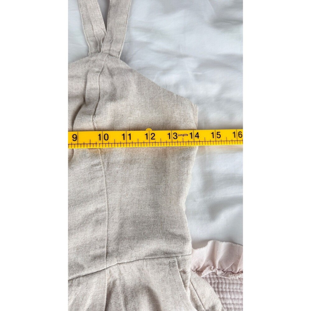 Old Navy Fit & Flare Linen Blend Sweetheart Neck Sleeveless Jumpsuit S Natural - Picture 4 of 8